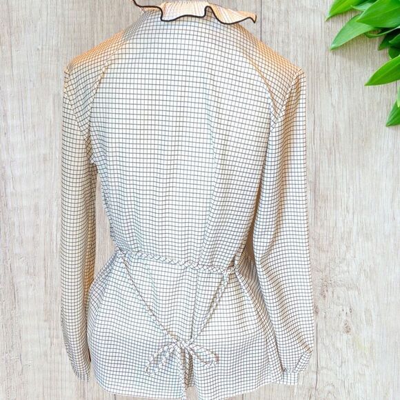 Vintage Lynn Davis Windowpane Ruffle Front Shirt 10 - Picture 4 of 15